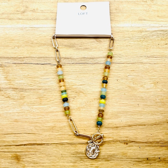 LOFT Jewelry - NWT LOFT Gold-Tone Coin Toggle Necklace with Multi Beads